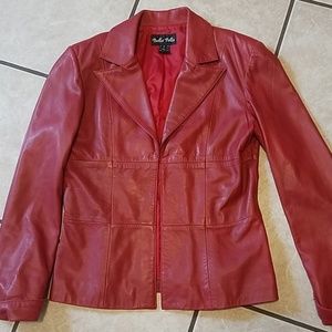 Italian Lamb skin red leather jacket
